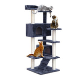 i.Pet Cat Tree 134cm Tower Scratching Post Scratcher Wood Condo House Bed Grey PET-CAT-801F-GR