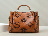 Brown Elegant Embossed PU Leather Tote Bag for Women - Large Capacity Handbag with Inner Pouch V888-ELOSUNG13989