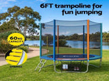 Everfit 6FT Kids Trampoline Rebounder with Enclosure Net Storage Bag TRAMPO-C-6FT-MC