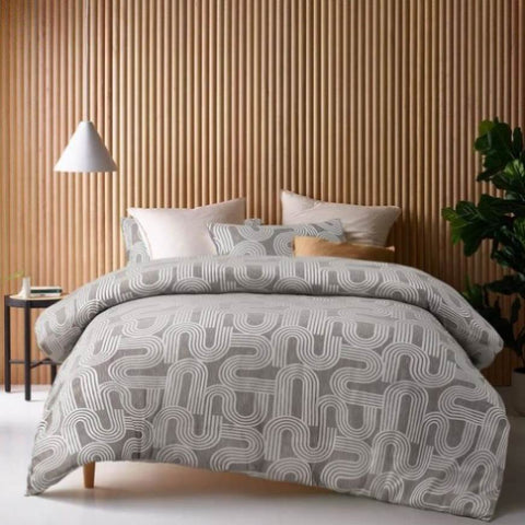 Accessorize Brent Jacquard Quilt Cover Set Queen V442-HIN-QUILTCS-BRENT-GREY-QS