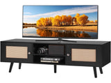 Rattan TV Stand, Boho TV Cabinet for 55 inch TV, Mid Century Modern TV Stand, Rattan TV Console with V952-TBDSJ47INHSLM9XZQV0