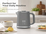 Gray electric kettle, 1.7L stainless steel kettle, 1500W rapid heating, with LED display, adjustable V1197-JY-071602