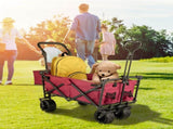 Folding Wagon Cart, Collapsible Folding Garden Cart w/ Shade Beach Utility V952-DZDPTC-RDHSKU0001V0