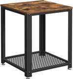 2-Tier Side Table with Storage Shelf with Metal Frame Rustic Brown V178-11246