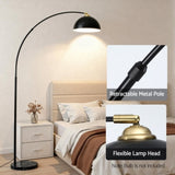 Artiss Modern Arched Floor Lamp Black Standing Heavy-Duty Marble Base for Living Room Bedroom LAMP-FLOOR-ARC-BK