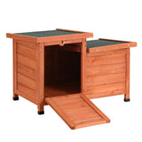i.Pet Outdoor Cat House Rabbit Hutch Wooden Shelter Indoor Cat House Outdoor Condo Small Enclosure PET-CH-2DOOR-BR