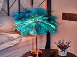 Feather Table Lamp Battery Operated LED Night Light with USB Port Soft Feathers for Bedroom Living V1366-AZ2-W-14874