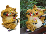 Cat Figurine Exquisite Details Texture Bright Colors Durable Resin Yellow Cat Statue for Garden V1294-YM0703-3111230019211