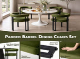 Artiss Dining Chairs Set of 2 Velvet Upholstered Barrel Chairs with Curved Armrests & Back Green UPHO-C-DIN-2553-GNX2