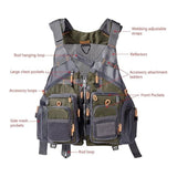Multi-Pocket Outdoor Fishing Vest with Breathable Mesh Adjustable Fit for Angling, Photography, V1341-ZY-NNGZG4D2-GREY