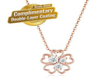 Elegant Four-Leaf Clover Moissanite Pendant Necklace in Rose Gold, Featuring Three Heart-Shaped V1341-ZY-RHVYH2F9-MOISSANITE-PREMIUMS925