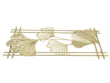 Gold Metal Wall Decor Golden Leaf Wall Hanging Decor Art Sculpture with Frame for Living Room Office V1294-YM0714-3115210287611