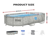 Bestway Swimming Pool 427x250x100cm Steel Frame Above Ground Pools Filter Pump Ladder 7250L BW-POOL-427CM-56715