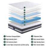 Giselle Bedding 30cm Mattress Gel Foam Pocket Spring Queen MATTRESS-B-LVORY-30-Q