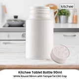 Kitchee 10x Tablet Bottles 90ml + 38mm TamperTel Child Resistant Cap - Round V238-SUPDZ-40951023829072