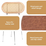 Artiss 4x Dining Chairs PU Leather Rattan Kitchen Lounge Cafe Accent Chair Brown DINC-B-S06-BRX4