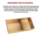 641 x 336 x 101mm Shower Niche Double Shelf Organizer No Tile Needed in Gold V63-905671
