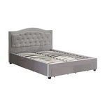 Emily Bed Frame Queen Size Velvet Fabric Grey Four MDF Drawers with Wheels V43-BED-EMLY-QGR