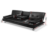 Artiss Sofa Bed Lounge Convertible Leather Couch Bed 3 Seater Cupholder Recliner SBED-R1C-BK