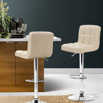 Artiss 2x Bar Stools Leather Gas Lift Beige BA-TW-NEW1055-BGX2