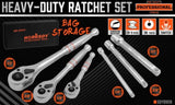 Mini Ratchet Spanner 1/2 3/8 1/4 Drive 90 Tooth Extension Bar Workshop With Bag V465-81019