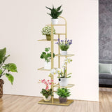 SOGA 2X 8 Tier 9 Pots Gold Metal Plant Stand Flowerpot Display Shelf Rack Indoor Home Office Decor FPOTH16X2