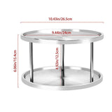 two Tier Stainless Steel Lazy Susan Turntable Rotating Spice Storage Organizer For Kitchen Counter V1369-AZ3-W-14872