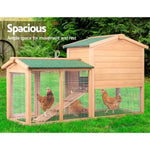 i.Pet Chicken Coop Rabbit Hutch 138cm x 44cm x 85cm Large Chicken Coop House Run Cage Wooden Outdoor PET-GT-WOOD-R036