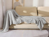 130*230CM Grey Nordic Solid Color Knitted Sofa Throw Blanket with Tassels - Waffle Weave Polyester V888-ELOSUNG17041