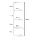 Levede Corner Bookshelf Adjustable Corner Bookcase Unit Living Room White CH1184-WH-AU