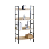 CARLA HOME 4 Tier Bookshelf - Wood Metal Display Shelf - Brown - Rustic - Steel - Living Room Office V178-36425