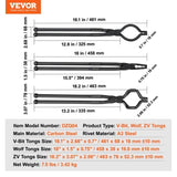 VEVOR Blacksmith Tongs, 3 PCS, V-Bit Bolt Tongs, Wolf Jaw Tongs and Z V-Bit Tongs, Carbon Steel V952-DVBITWOLFZV18KW80V0