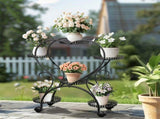 6 Potted Heart-shaped Metal Tall Plant Stand Rolling Garden Cart Flower Racks AU V767-HJ-XZ1747