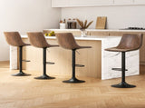Artiss 4x Bar Stools Vintage Leather Swivel Gas Lift Brown BA-K-0224-BRX4