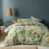 Accessorize Kienze Washed Cotton Printed Quilt Cover Set Queen V442-HIN-QUILTCS-KIENZE-GREEN-QS