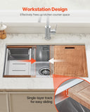 VEVOR 32" Kitchen Sink Undermount Single Bowl Drop-In Basin Stainless Steel Bar V952-QRSSCTXPDC32SORO0V0