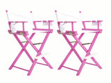 2X Director Movie Folding Tall Chair 76cm PINK HUMOR V274-FT-6015DC-PK2