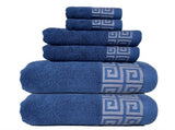 Blue Luxury Cotton Towel Set - 6-Piece Highly Absorbent Bath & Hand Towels V888-ELOSUNG23038
