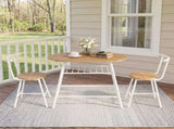 Artiss Oval Dining Table Set 3PC Space-Saving Bistro Kitchen Storage Wine Rack Natural White DSET-D-OVAL-WD