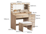 Levede Dressing Table Stool Set Oak VM1022-OA