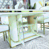 Asta Luxury Tempered Glass Top High Gloss Dining Table with Storage Cabinet V195-ASTA-WHGD