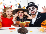 Halloween Resin Pumpkin Bowls On Broom for Serving Snacks Salad Fruit Halloween Party Supplies V1294-YM0717-10351644