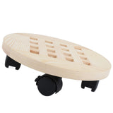 Wooden Mobile Flower Tray with 6 Wheels 360 Degree Rotating Rolling Plant Stand for Home V1294-YM0721-210331DY04-6