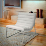 Caviar Bonded Leather & Steel Lounge Accent Chair in White V1041-JMC-1059WHITE