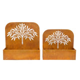 Set 2 Nested Rust 'Tree' Wall/Floor Planters 50cm, 45cm V637-48105PLN