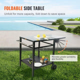 Outdoor Grill Dining Cart with Double-Shelf, 55*55cm BBQ Movable Food Prep Table, Multifunctional V952-JSHWBCTC5565WNHR1V0