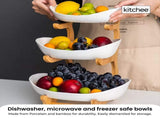 3 Tier Porcelain Fruit Bowl - Ceramic Vegetable Storage With Bamboo Stand V238-SUPDZ-40824953307216