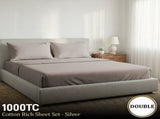 1000 Thread Count Cotton Rich Double Bed Sheet Set 4 Piece, Soft Feel Microfibre Blend, Solid C CVC-10DBL-SL
