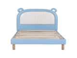 Artiss Kids King Single Bed Frame Upholstered Bear Headboard Waterproof Leather Boys Bed 180kg BFRAME-G-BEAR-KS-BU-AB