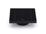 Matt Black 100mm Square Strip Fence Shower Grate Bathroom Floor Drain 50mm Waste V1233-SQWL0200D50BL